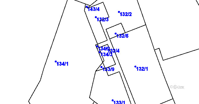 Parcela st. 134/3 v KÚ Všechovice u Tišnova, Katastrální mapa