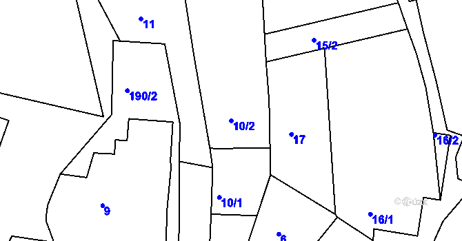 Parcela st. 10/2 v KÚ Všechovice u Tišnova, Katastrální mapa