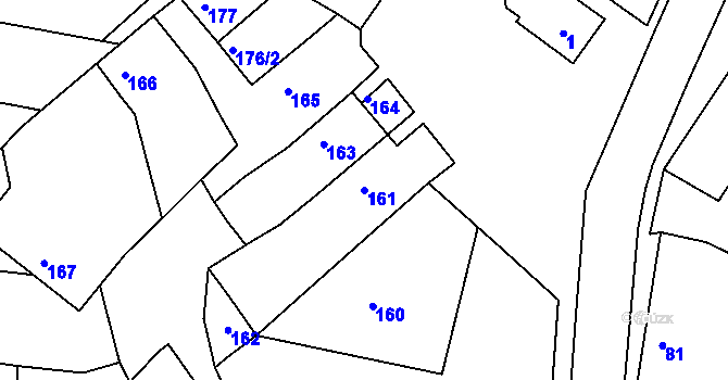 Parcela st. 161 v KÚ Všechovice u Tišnova, Katastrální mapa