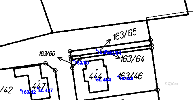 Parcela st. 163/65 v KÚ Všechovice, Katastrální mapa