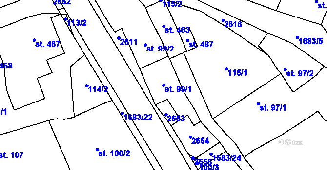 Parcela st. 99/1 v KÚ Všechovice, Katastrální mapa
