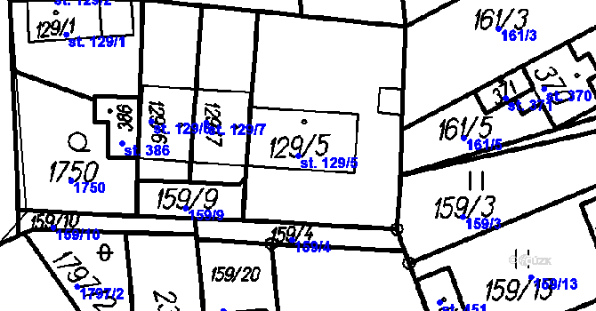 Parcela st. 129/5 v KÚ Všechovice, Katastrální mapa