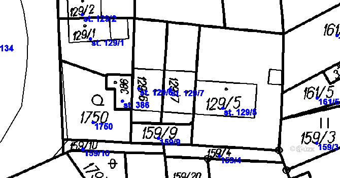 Parcela st. 129/7 v KÚ Všechovice, Katastrální mapa