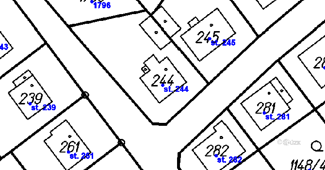 Parcela st. 244 v KÚ Všechovice, Katastrální mapa