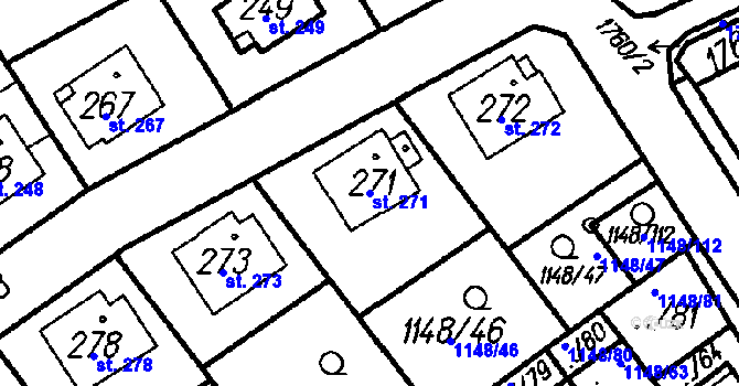 Parcela st. 271 v KÚ Všechovice, Katastrální mapa