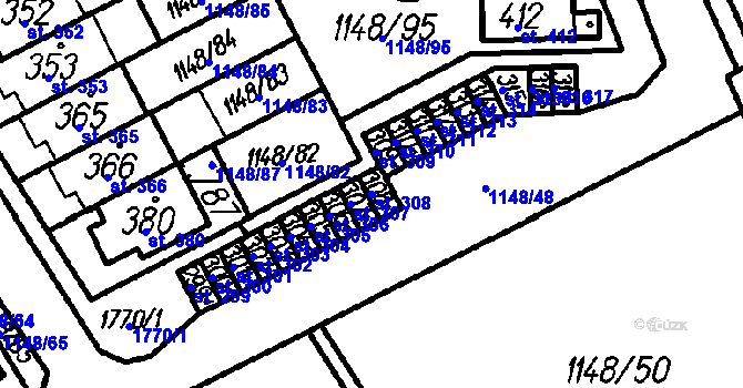 Parcela st. 308 v KÚ Všechovice, Katastrální mapa