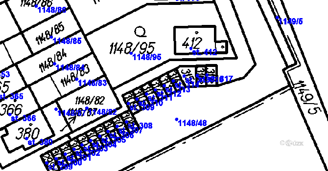 Parcela st. 313 v KÚ Všechovice, Katastrální mapa