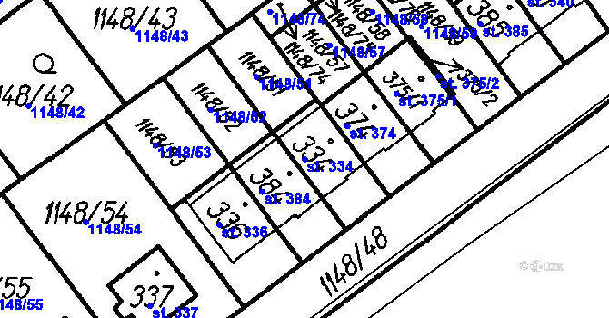 Parcela st. 334 v KÚ Všechovice, Katastrální mapa