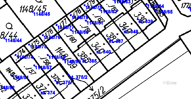 Parcela st. 340 v KÚ Všechovice, Katastrální mapa
