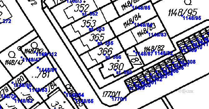 Parcela st. 366 v KÚ Všechovice, Katastrální mapa