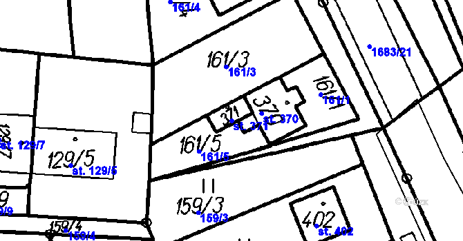 Parcela st. 371 v KÚ Všechovice, Katastrální mapa