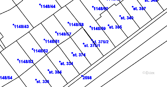 Parcela st. 375/1 v KÚ Všechovice, Katastrální mapa