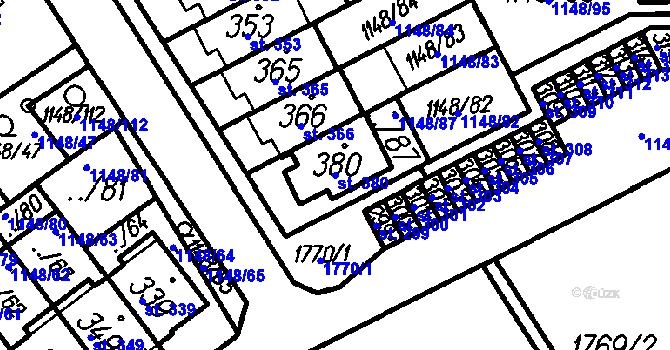 Parcela st. 380 v KÚ Všechovice, Katastrální mapa