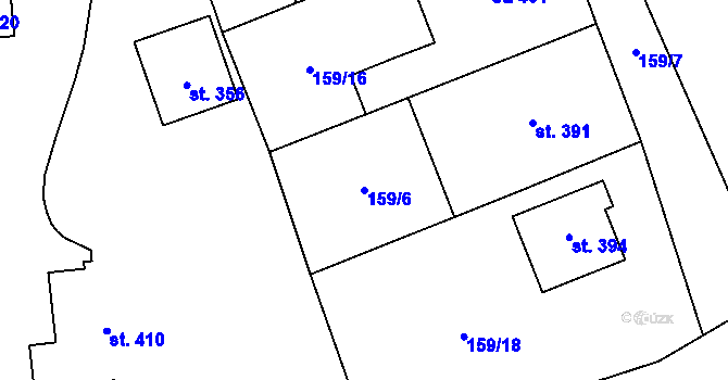 Parcela st. 159/6 v KÚ Všechovice, Katastrální mapa