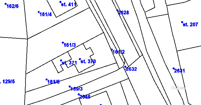 Parcela st. 161/1 v KÚ Všechovice, Katastrální mapa