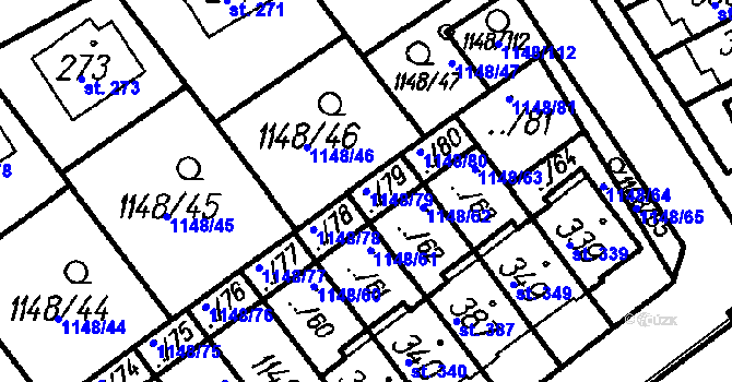Parcela st. 1148/79 v KÚ Všechovice, Katastrální mapa