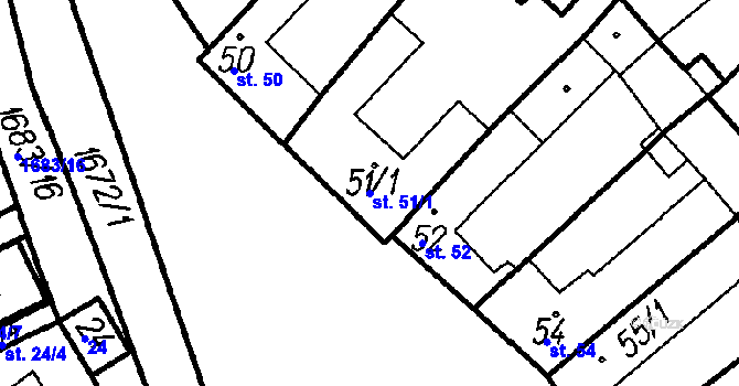 Parcela st. 51/1 v KÚ Všechovice, Katastrální mapa