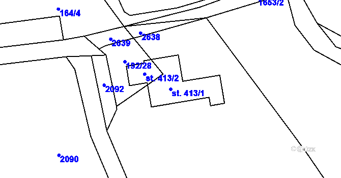 Parcela st. 413/1 v KÚ Všechovice, Katastrální mapa