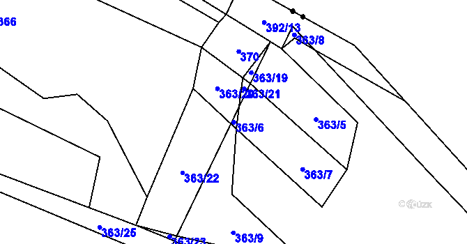Parcela st. 363/6 v KÚ Všechromy, Katastrální mapa