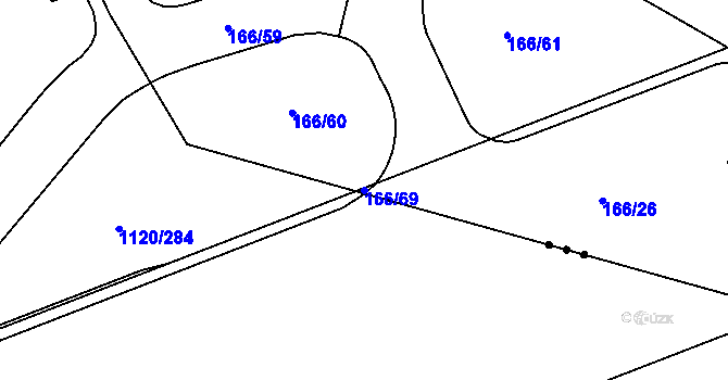 Parcela st. 166/69 v KÚ Všechromy, Katastrální mapa