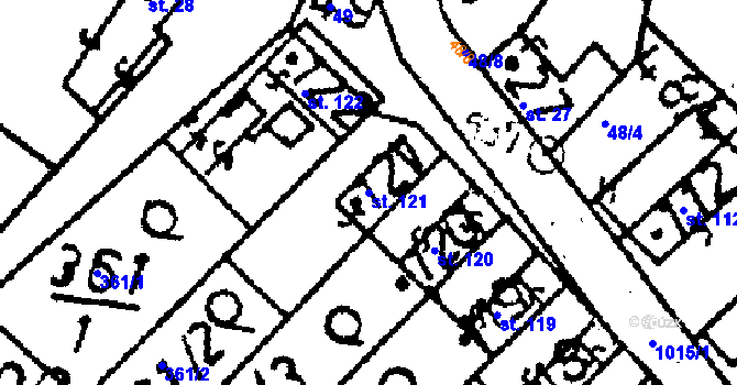 Parcela st. 121 v KÚ Všejany, Katastrální mapa