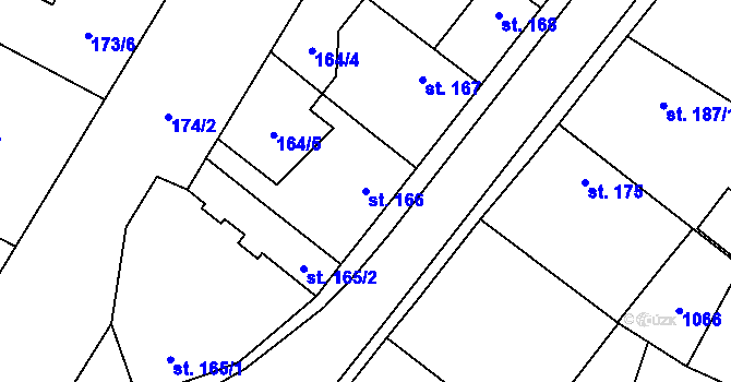 Parcela st. 166 v KÚ Všejany, Katastrální mapa