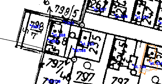 Parcela st. 235 v KÚ Všejany, Katastrální mapa