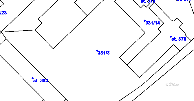 Parcela st. 331/3 v KÚ Všejany, Katastrální mapa