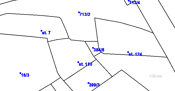 Parcela st. 384/8 v KÚ Všejany, Katastrální mapa