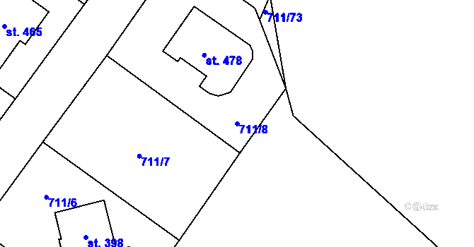 Parcela st. 711/8 v KÚ Všejany, Katastrální mapa