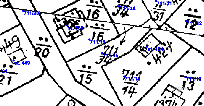 Parcela st. 711/15 v KÚ Všejany, Katastrální mapa
