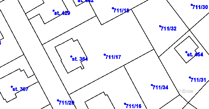 Parcela st. 711/17 v KÚ Všejany, Katastrální mapa