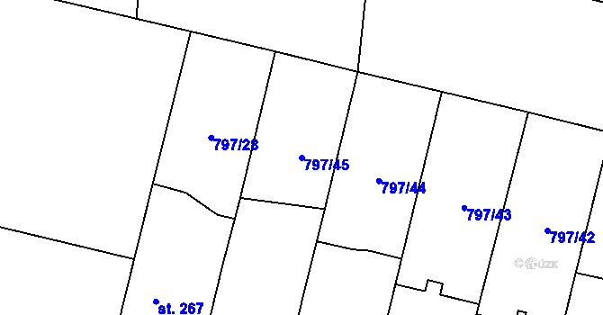 Parcela st. 797/45 v KÚ Všejany, Katastrální mapa
