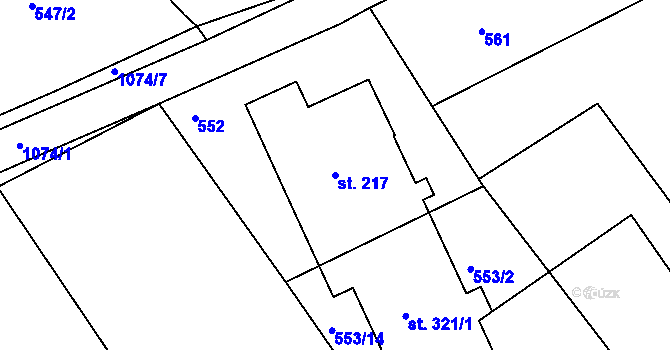 Parcela st. 217 v KÚ Všelibice, Katastrální mapa