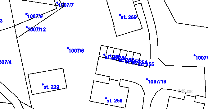 Parcela st. 250 v KÚ Všelibice, Katastrální mapa