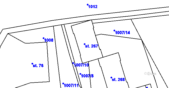 Parcela st. 267 v KÚ Všelibice, Katastrální mapa