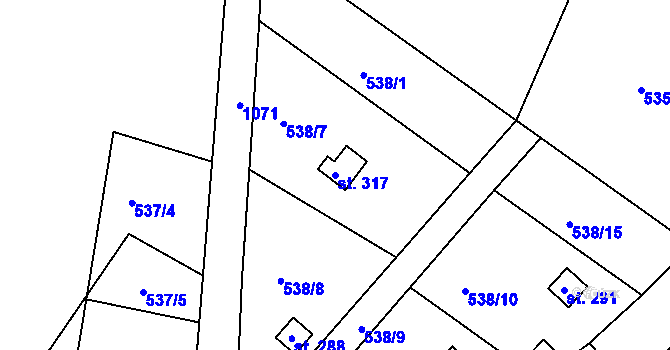 Parcela st. 317 v KÚ Všelibice, Katastrální mapa