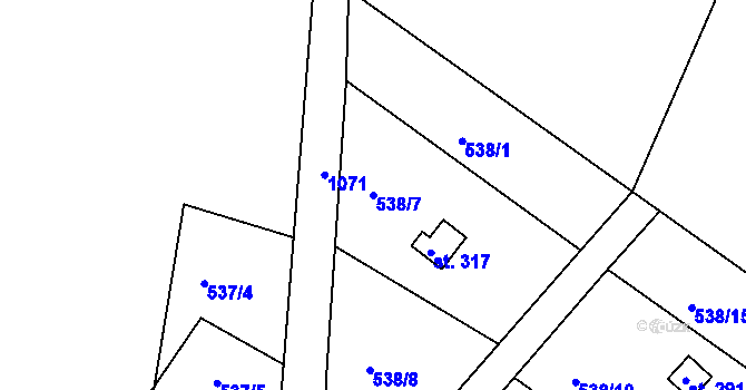 Parcela st. 538/7 v KÚ Všelibice, Katastrální mapa