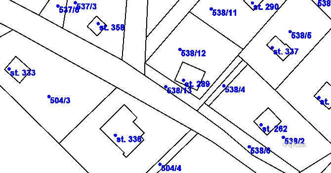 Parcela st. 538/13 v KÚ Všelibice, Katastrální mapa