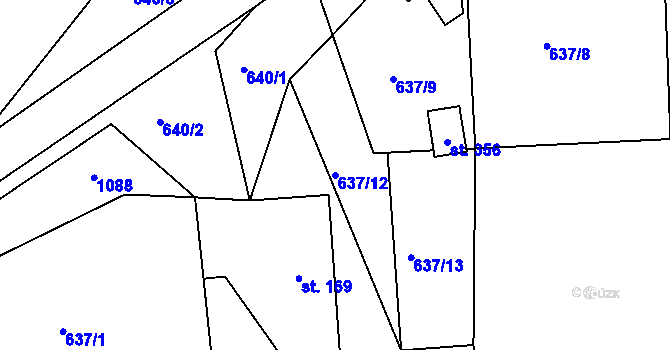 Parcela st. 637/12 v KÚ Všelibice, Katastrální mapa