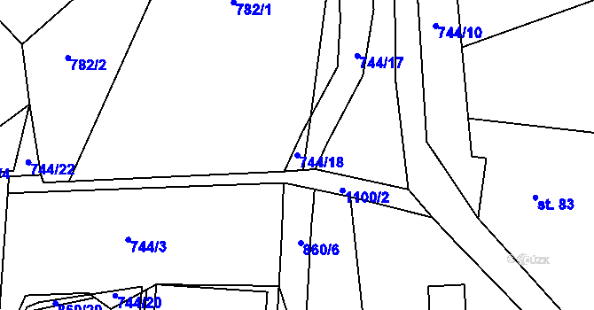 Parcela st. 744/18 v KÚ Všelibice, Katastrální mapa