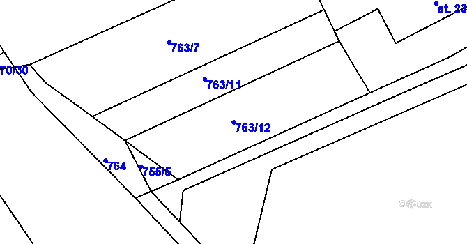Parcela st. 763/12 v KÚ Všelibice, Katastrální mapa