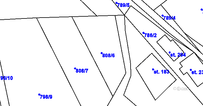 Parcela st. 808/6 v KÚ Všelibice, Katastrální mapa