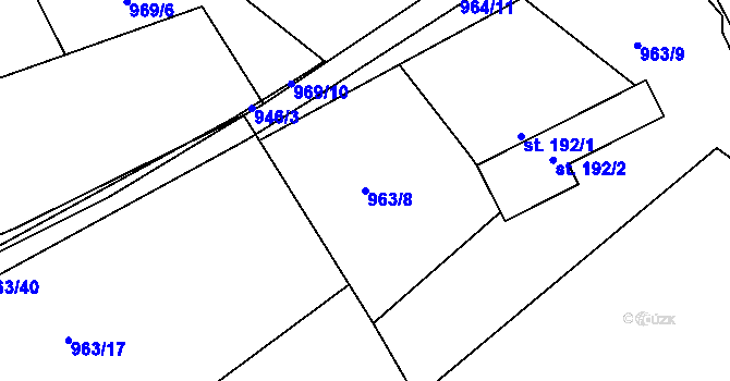Parcela st. 963/8 v KÚ Všelibice, Katastrální mapa