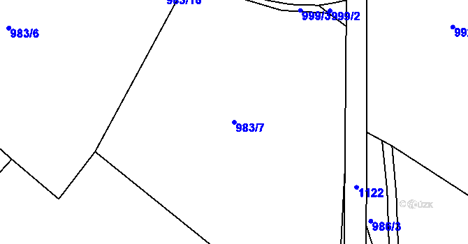 Parcela st. 983/7 v KÚ Všelibice, Katastrální mapa