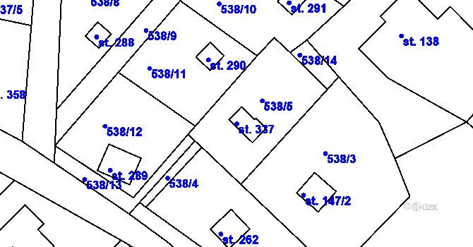 Parcela st. 337 v KÚ Všelibice, Katastrální mapa