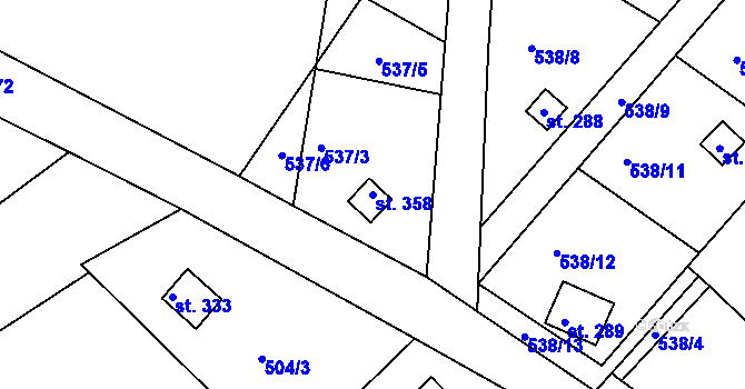 Parcela st. 358 v KÚ Všelibice, Katastrální mapa