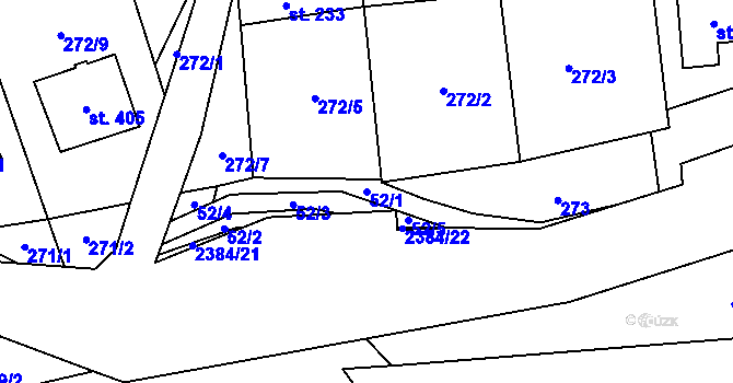 Parcela st. 52/1 v KÚ Všemina, Katastrální mapa