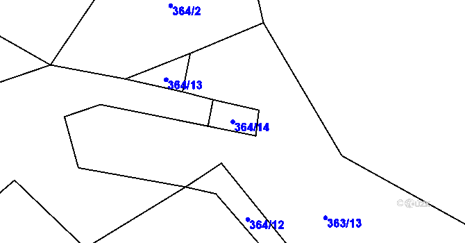 Parcela st. 364/14 v KÚ Všemina, Katastrální mapa