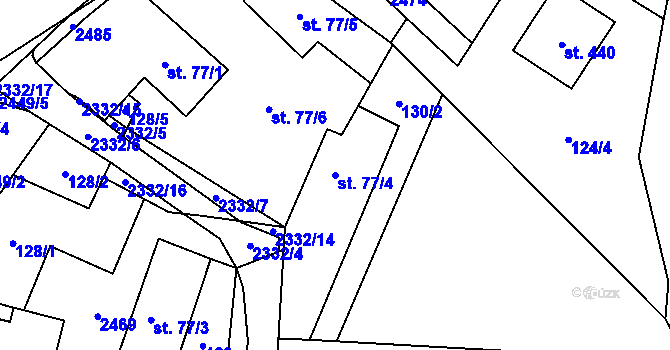 Parcela st. 77/4 v KÚ Všemina, Katastrální mapa
